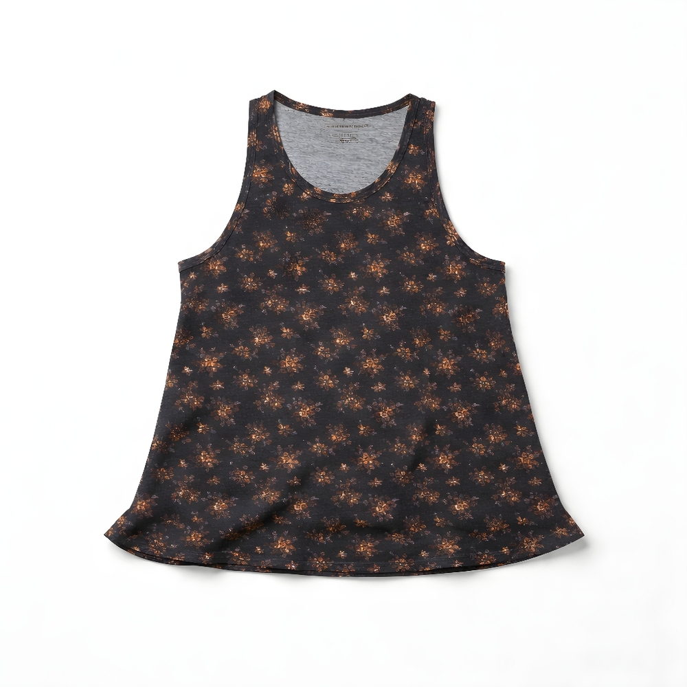 Floral Blue Tank Top With Front Pocket